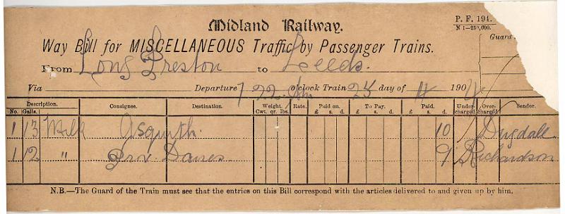 Milk 25-04-04 to Leeds - Asquith - Prov Dairies (13 - 12 galls).jpg - Way Bill: Milk 25-04-04 to Leeds - Asquith & Prov Dairies (13 & 12 galls)